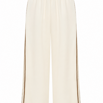 Off-White Wide-Leg Pants with Side Stripes