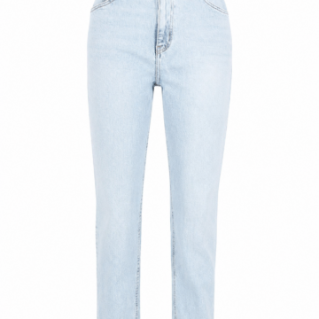 Light Blue High-Rise Straight-Leg Jeans with Subtle Fading
