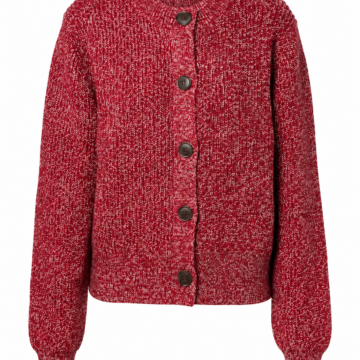 Deep Red Marled Knit Button-Front Cardigan