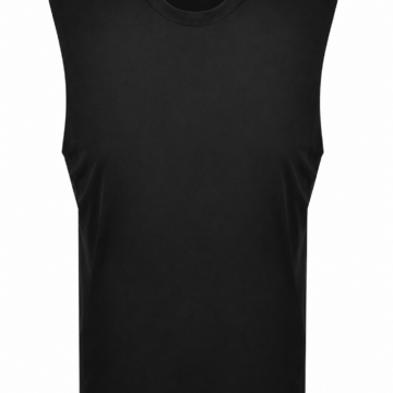 Black Solid Sleeveless Crew Neck T-Shirt