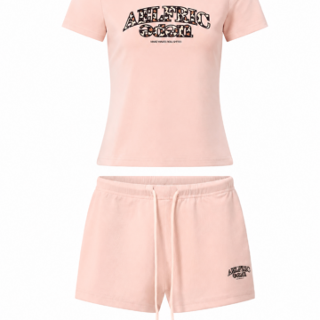 Light Pink Graphic Print T-Shirt and Shorts Set