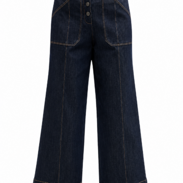 Dark Indigo High-Rise Wide-Leg Jeans with Button Fly