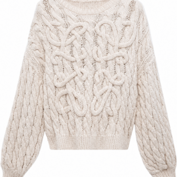 Off-White Oversized Cable-Knit Sweater with Braided Sleeve Details