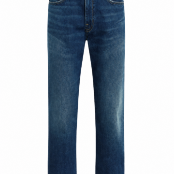 Medium Blue Straight-Leg Jeans with Subtle Fading