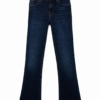 Dark Indigo High-Rise Flare Jeans with Raw Hem